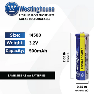 14500 Rechargeable Batteries IFR14500 4 pack Westinghouse Rechargeable AA Battery
