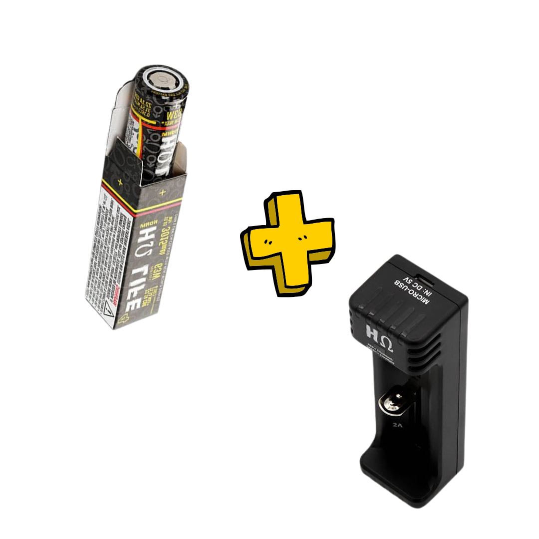1-Slot 18650 Charger with 1 Hohm Life Battery (Charger Fits: 18650, 20700, 21700, 26650)