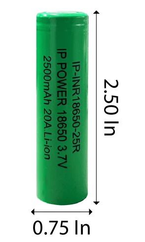 18650 25R Battery 2500mAh 20A - Flat Top - Rechargeable