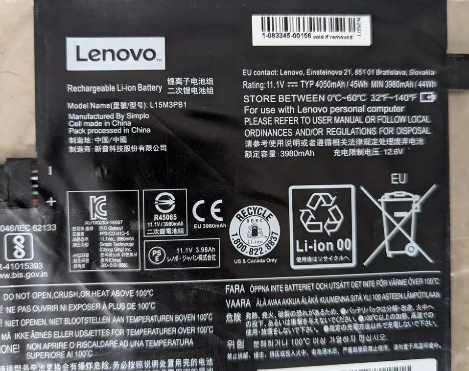 OEM Replacement Battery L15M3PB1 for Lenovo Chromebook S330, C330, N22, N23 – L15L3PB1 Compatible