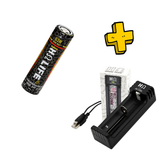 1-Slot 18650 Charger with 1 Hohm Life Battery (Charger Fits: 18650, 20700, 21700, 26650)