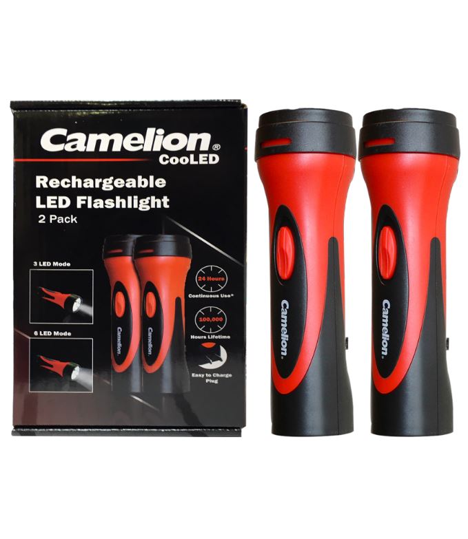 2 Pack Emergency Ready Flashlight - Rechargeable - Battery World