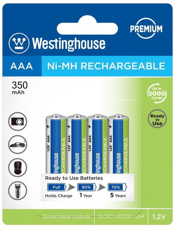 AAA Ni-Mh Rechargeable Batteries Pack of 4 - Battery World