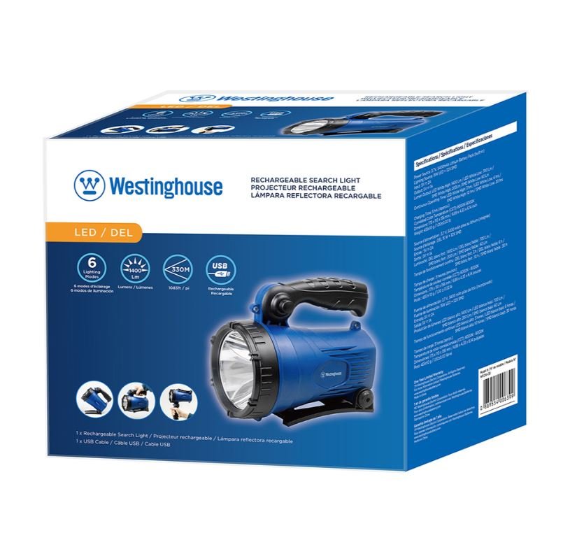 Search Light Rechargeable Flashlight, Light WF216 , Mobile Phone Charger and 6 Lighting Modes - Battery World