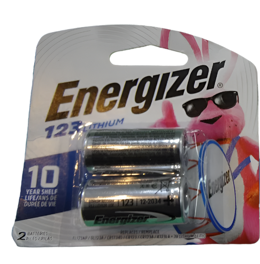 Energizer CR123A 3V Lithium Button Top Battery(2 Pack)