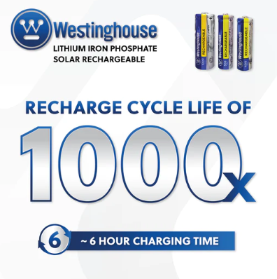 14500 Rechargeable Batteries IFR14500 4 pack Westinghouse Rechargeable AA Battery
