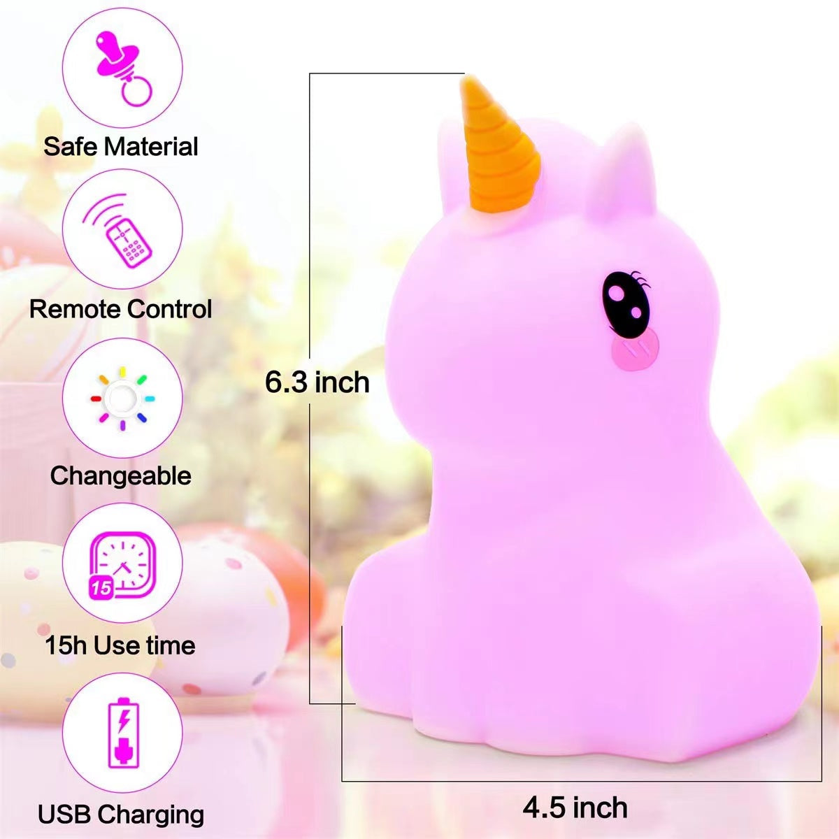 Unicorn Night Light Nursery Lamp