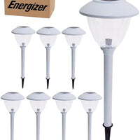 Energizer 8 Pack Solar Pathway LED Lights Outdoor-Stainless Steel 15 Lumen