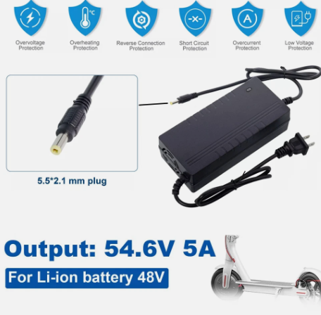 54.6V 2A/5A Smart Battery Charger For 48V Lithium Battery Electric Bicycle