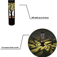 SmartYard 10-Lumen Solar Bollard Light with Tree Design LED 2-Pack