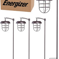 Energizer LED Solar Hanging Lights on Shepherds Hook Metal Pole (Set of 4)