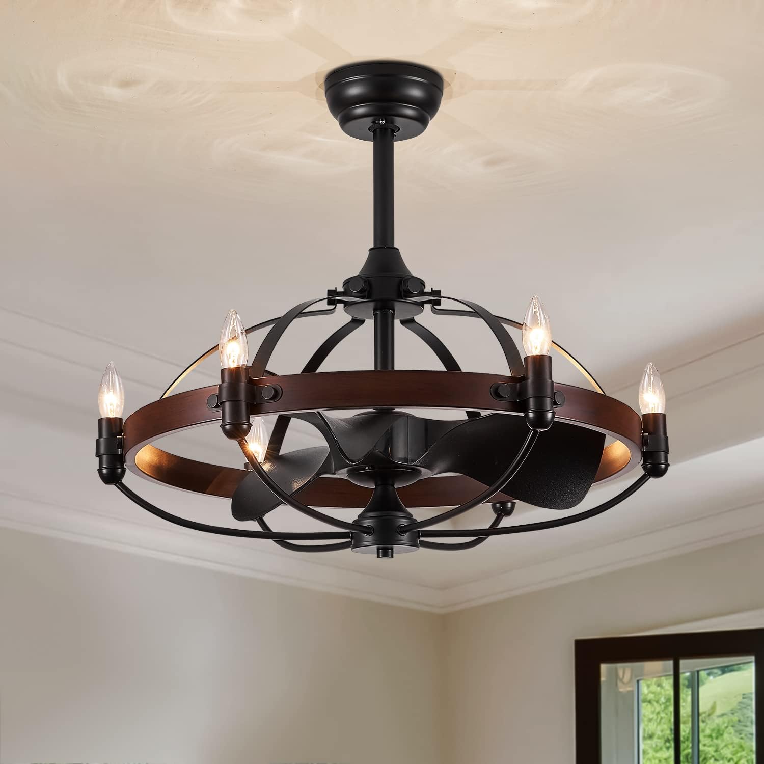 Farmhouse Caged Ceiliing Fan light Fixture