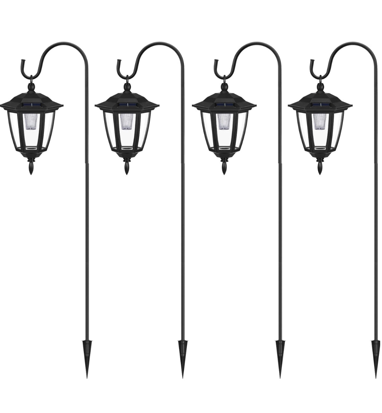 Hanging Solar Lights Dual Use Shepherd Hook Lights Outdoor Solar Coach Lights, 4 Pack