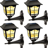 SmartYard 4 Pack Solar Wall Lantern Outdoor Wall Sconce 15 Lumens Solar Outdoor Christmas Led Light Fixture with Wall Mount Kit