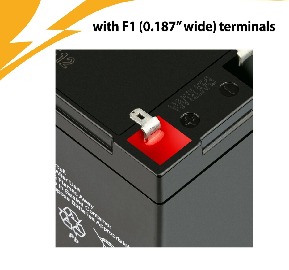 F1 terminal SLA f1 12v 7ah Battery v dim