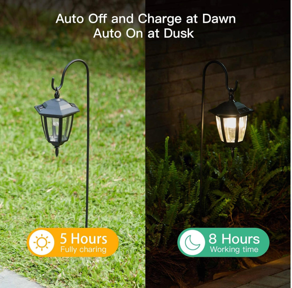 Hanging Solar Lights Dual Use Shepherd Hook Lights Outdoor Solar Coach Lights, 4 Pack