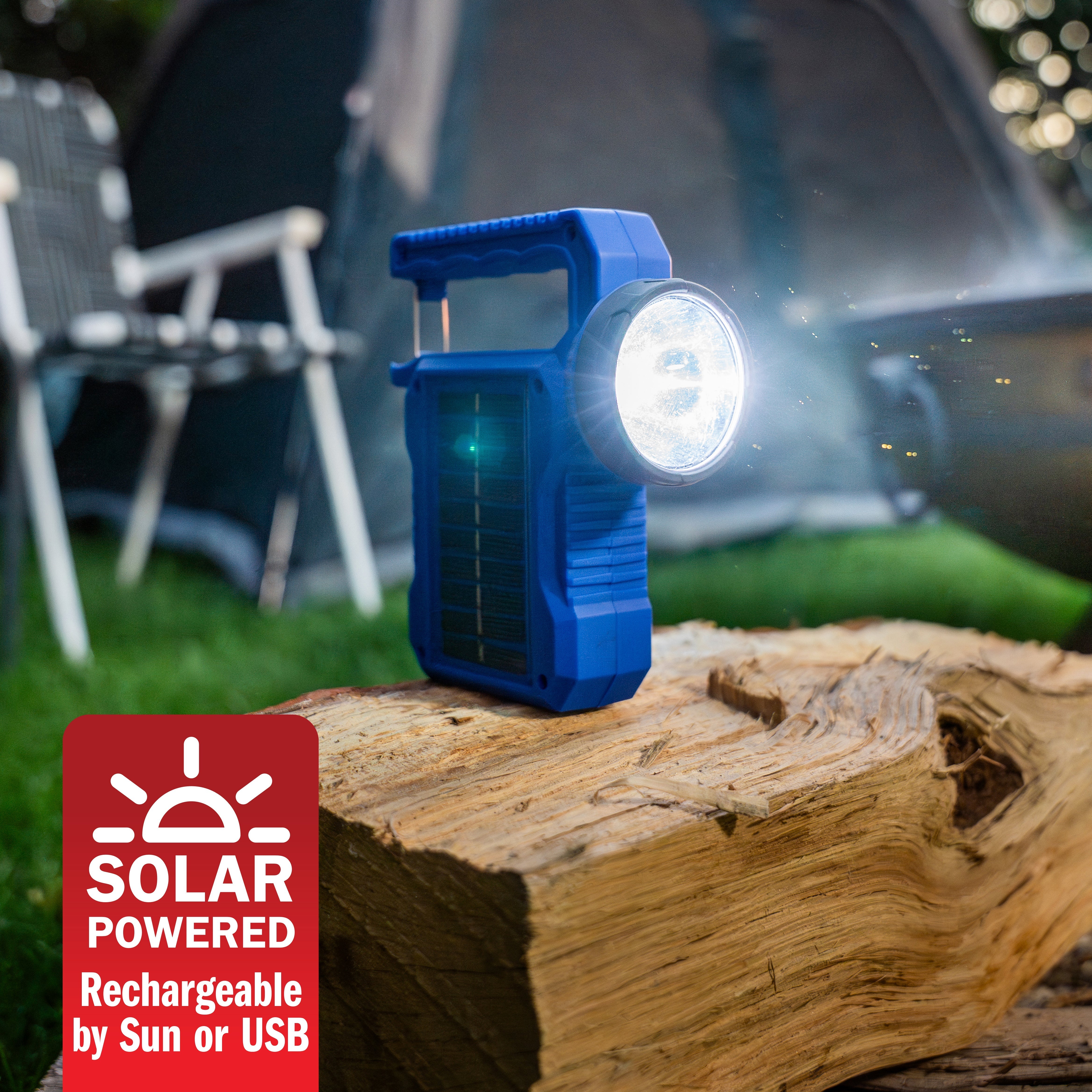 Flipo Solar Rechargeable Dual Flashlight & Work Light