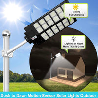 1800W LED Street Light Outdoor - 3 Color Temperature Change Solar Lights , Dusk to Dawn, Motion Sensor With Remote