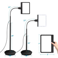 5X Magnifying Glass with 36 LED Dimmable Light and Stand, Adjustable Brightness Magnifying Floor Lamp, Gooseneck Arm Lighted Magnifier for Reading, Crafts and Close Work