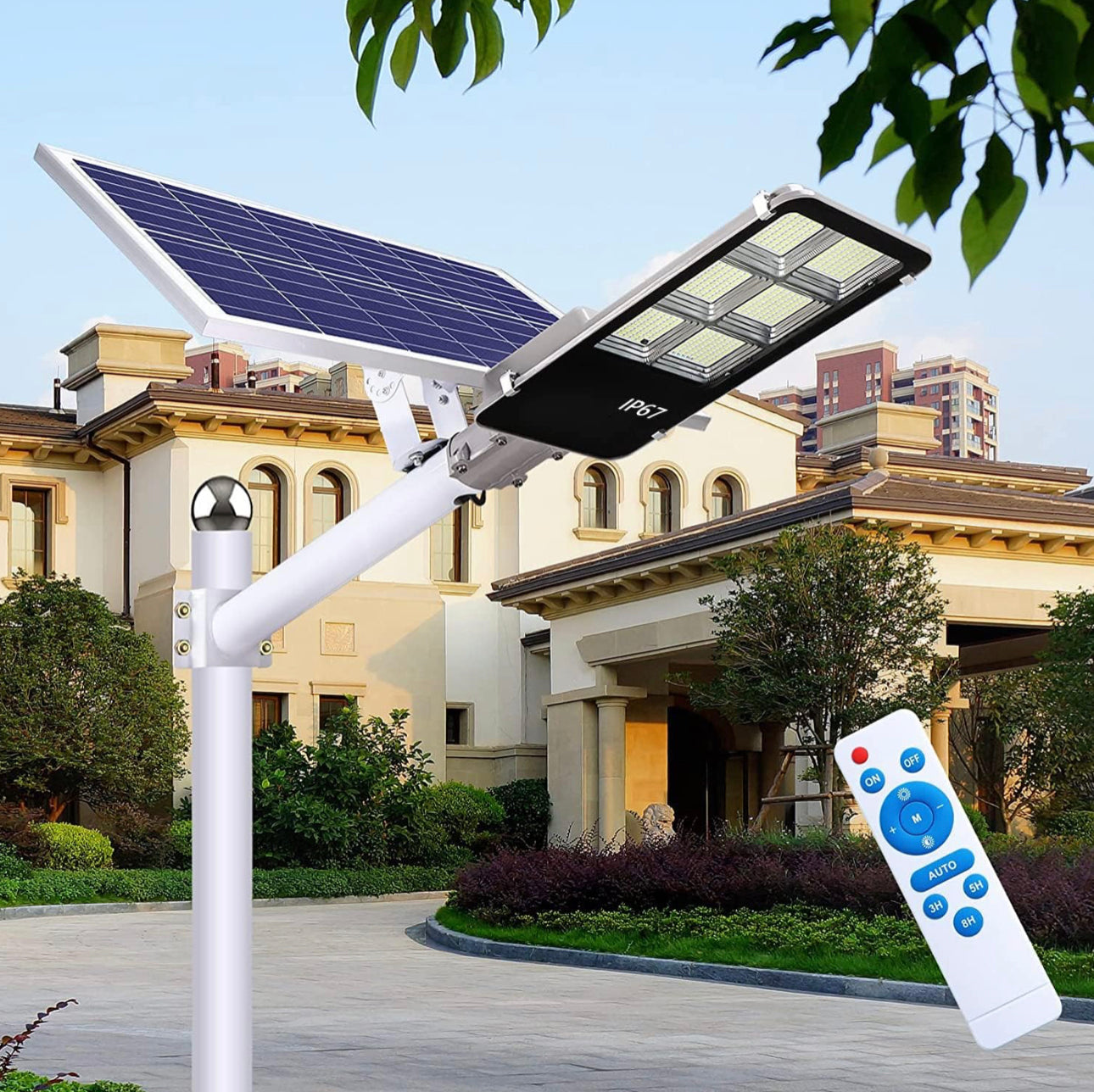 800 Watt Solar Street Lights, with Remote Control 105000LM LED Solar Outdoor Commercial Light IP67 Waterproof Dusk to Dawn Solar Light 6500K Super Bright Solar Flood Light