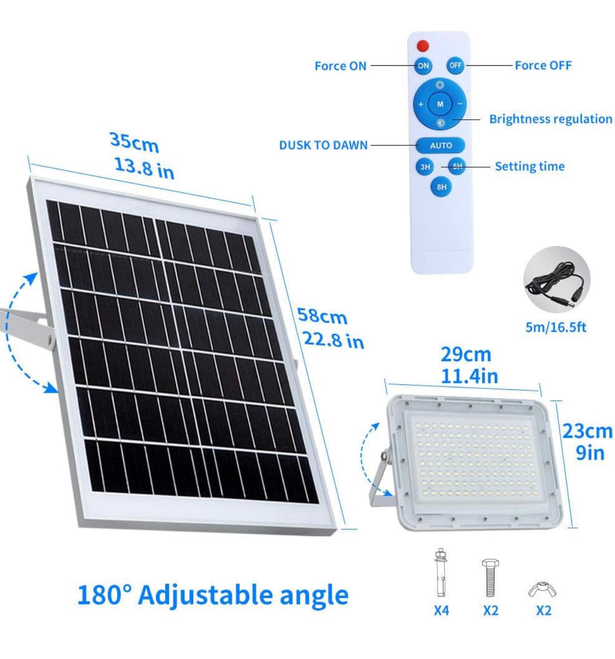 300W LED Solar Flood Lights,24000Lumens Street Flood Light Outdoor IP67 Waterproof with Remote Control