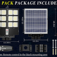 600W Commercial Solar Street Light , 60000LM Parking Lot Light Commercial Dusk to Dawn With Remote