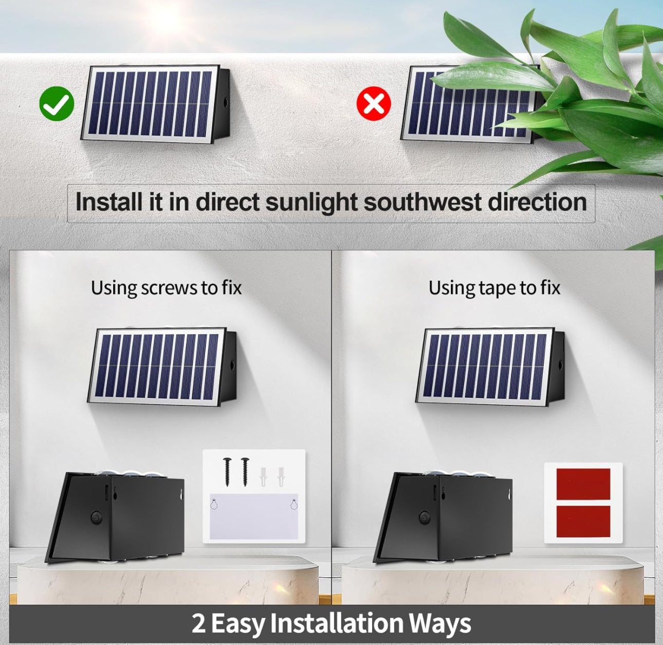 2 Pack Solar Wall Lights Outdoor Waterproof Led Up and Down Wall Lights,Solar Outdoor Lights Wall Sconce Exterior Lighting