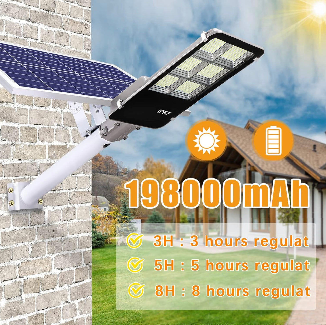 800 Watt Solar Street Lights, with Remote Control 105000LM LED Solar Outdoor Commercial Light IP67 Waterproof Dusk to Dawn Solar Light 6500K Super Bright Solar Flood Light