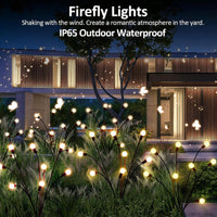 4 Pack Upgraded 8 LED Solar Powered Firefly Lights,Outdoor Waterproof Vibrant Garden Warm White