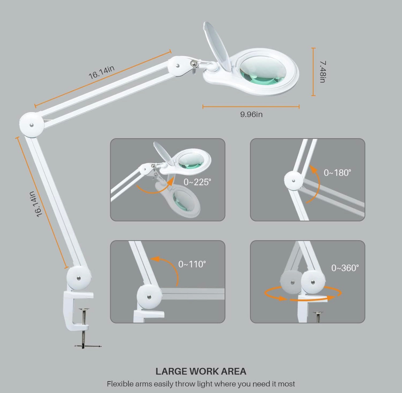 PRO XL Magnifying Clamp Lamp – With Bright LED Light 5X