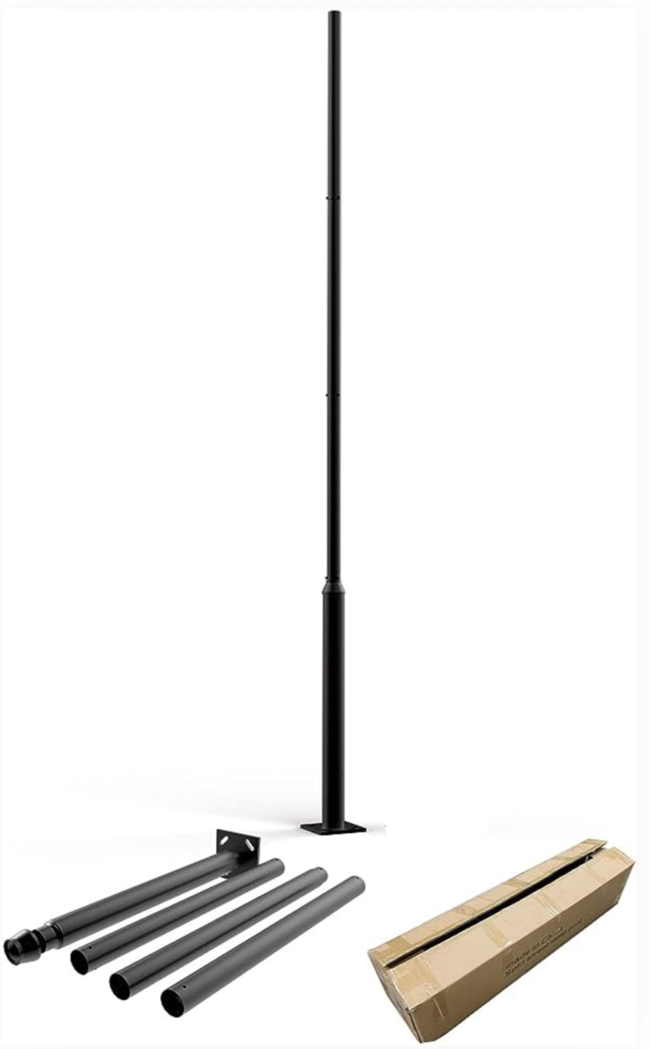 Street Light Pole 13.12ft Garden Light Pole Outdoor Heavy Metal Light Pole Field Light Pole Ranch Light Pole Black Iron Aluminum Pole with Ground Cage and Mounting Kit for Heavy Duty