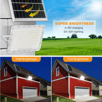 300W LED Solar Flood Lights,24000Lumens Street Flood Light Outdoor IP67 Waterproof with Remote Control