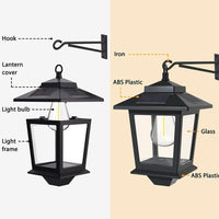 2 Pack Solar Aluminum Wall Lanterns with Replaceable Bulb,Outdoor Hanging Solar Lights with 4 Solar Panels,Anti-Rust