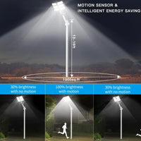 600W Commercial Solar Street Light , 60000LM Parking Lot Light Commercial Dusk to Dawn With Remote