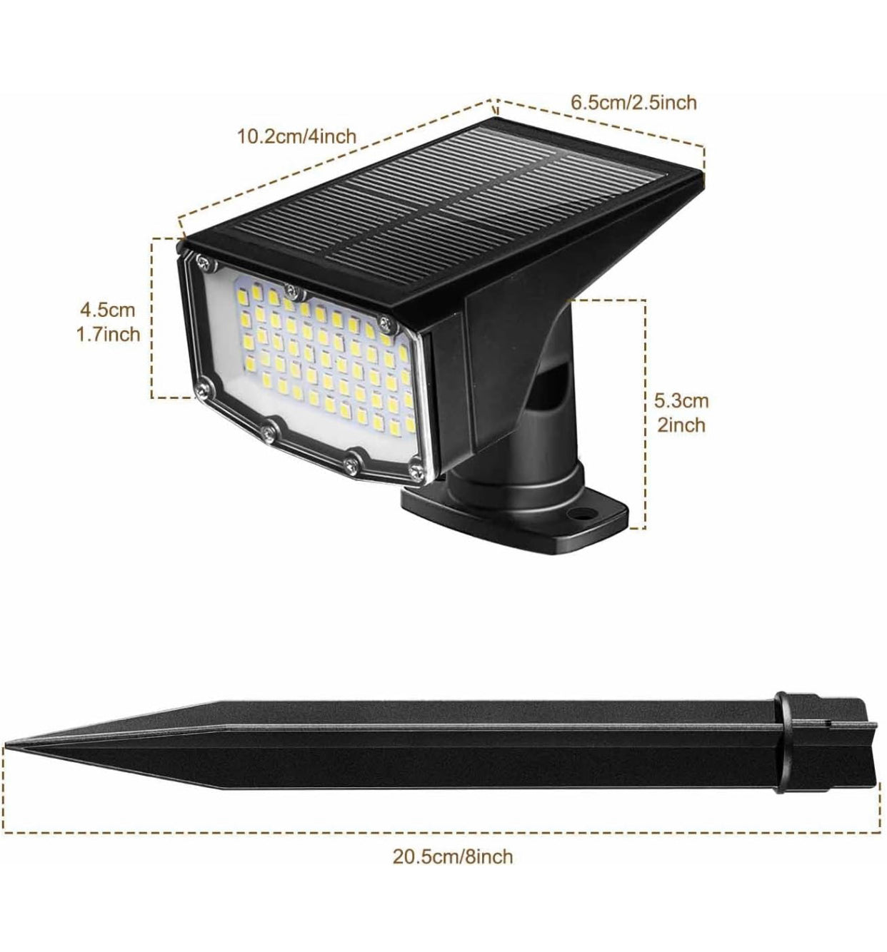 SmartYard Solar Spot Lights 53 LEDs Spotlights 2-in-1 Solar Landscape Lights, 2 Modes Solar Powered Wall Lights Auto On/Off 4 Pack(Cool White)