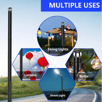 Street Light Pole 13.12ft Garden Light Pole Outdoor Heavy Metal Light Pole Field Light Pole Ranch Light Pole Black Iron Aluminum Pole with Ground Cage and Mounting Kit for Heavy Duty