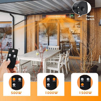 Electric Patio Heater, 1500W Outdoor Heater with 3 Power Settings, Infrared Heater with Remote Control, Overheat Protection, Wall Mounted Space Heater, In/Outdoor