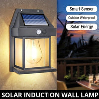 SmartYard 4 Pack Solar Sensor Motion Wall Lights Tungsten Lamps Exterior Porch Lanterns Outdoor Patio Lantern