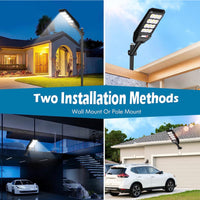 2-Pack Solar Street Lights Outdoor Waterproof, 6500K 6000LM Outdoor LED Street Light Dusk to Dawn, Motion Sensor with Remote Control