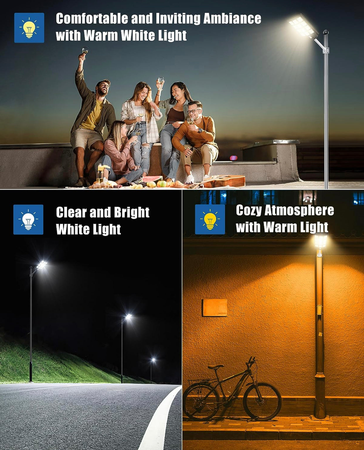 1800W LED Street Light Outdoor - 3 Color Temperature Change Solar Lights , Dusk to Dawn, Motion Sensor With Remote