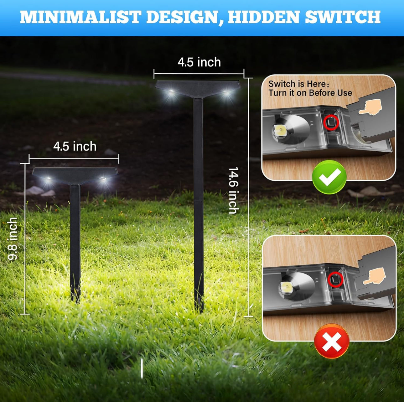 SmartYard Solar Pathway Lights, 6 Pack Solar Lights Outdoor Waterproof IP65, Modern Solar Path Lights, Outside Lights Solar Powered Landscape Lighting