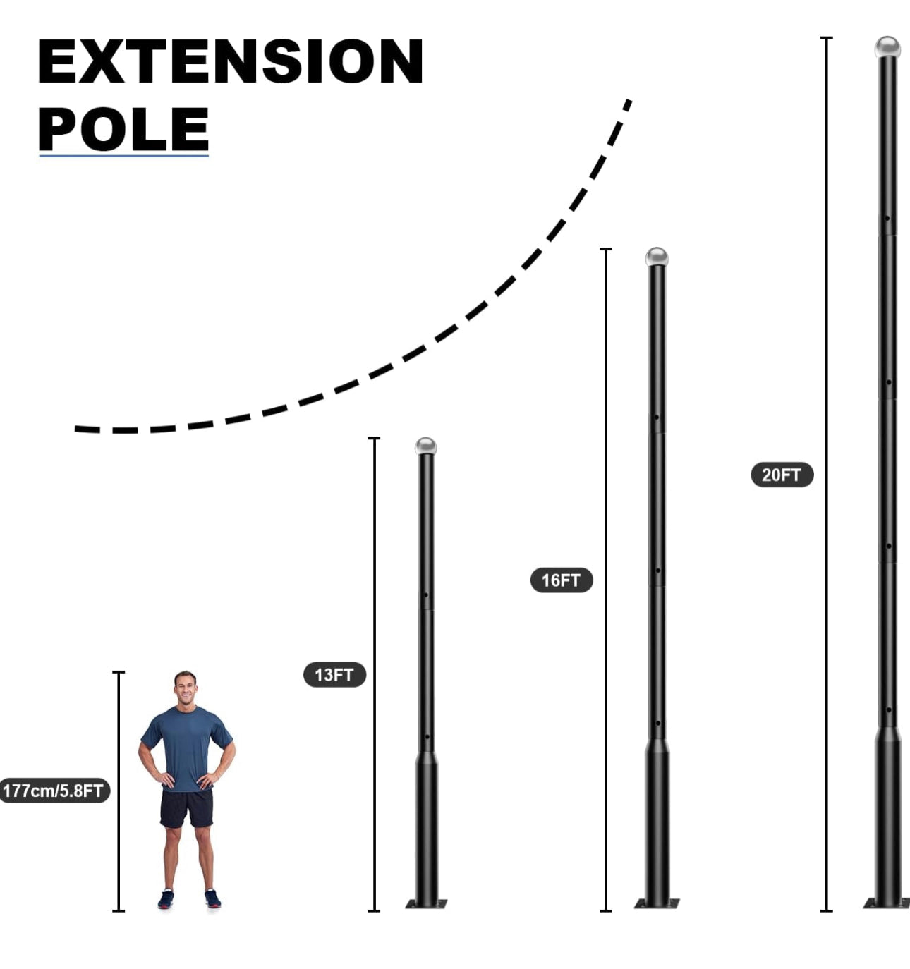 Tall Street Light Pole, Street Lamp Post for Outdoor Lights, Solar Street Light Pole