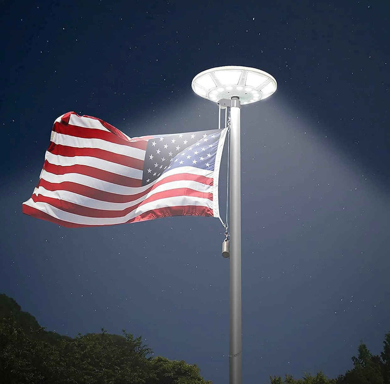 Commercial Solar Flag Pole Light Outdoor Dusk to Dawn, 266 led Light, 4200lm Super Bright