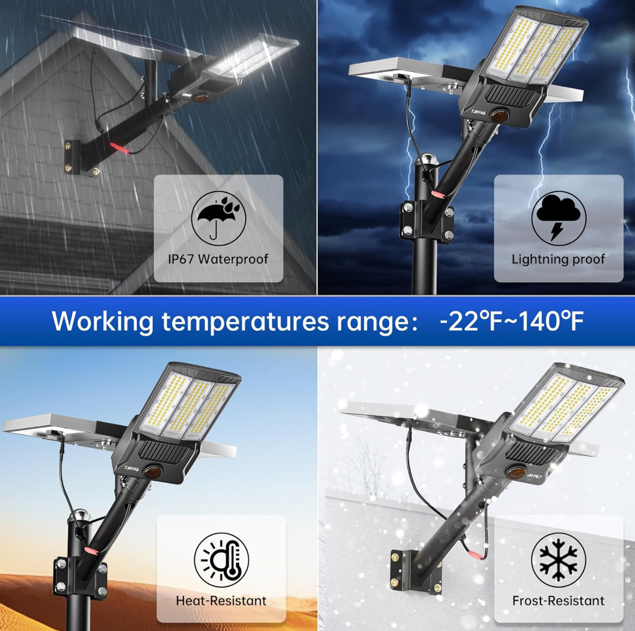 5000W Solar Street Lights Outdoor, 500000LM 6500K High Powered Commercial Parking Lot Lights Dusk to Dawn, Waterproof Solar Security Flood Lights with Remote