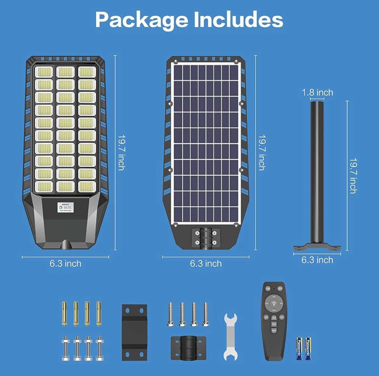 3000W Solar Street Light, 180000 Lumens Dusk to Dawn Street Lights Solar Powered Motion Sensor IP66 Waterproof