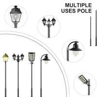 Tall Street Light Pole, Street Lamp Post for Outdoor Lights, Solar Street Light Pole