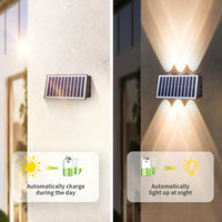 2 Pack Solar Wall Lights Outdoor Waterproof Led Up and Down Wall Lights,Solar Outdoor Lights Wall Sconce Exterior Lighting