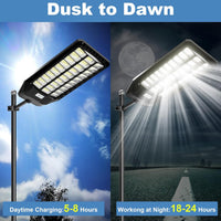 3000W Solar Street Light, 180000 Lumens Dusk to Dawn Street Lights Solar Powered Motion Sensor IP66 Waterproof