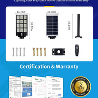 1200W LED Solar Street Light Motion Sensor, 100000LM IP65 Waterproof Solar Security Flood Lights Outdoor with Remote Control, Dusk to Dawn Solar Lights Lamp