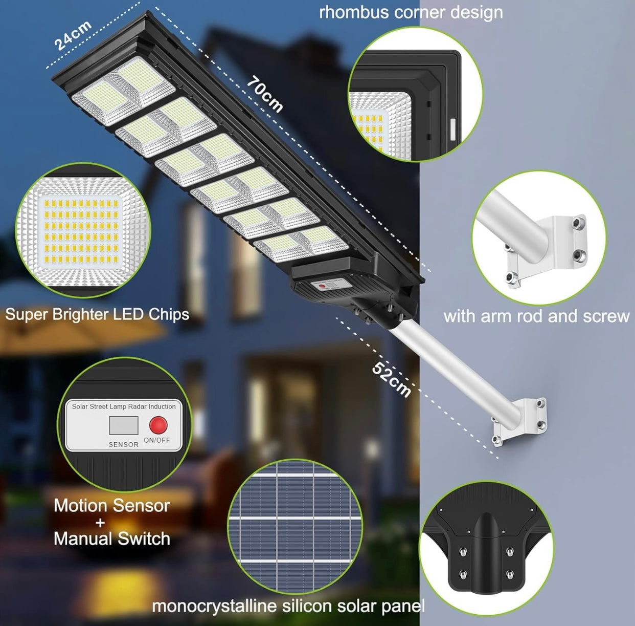 Solar Street Light Motion Sensor Waterproof Solar Security Flood Lights